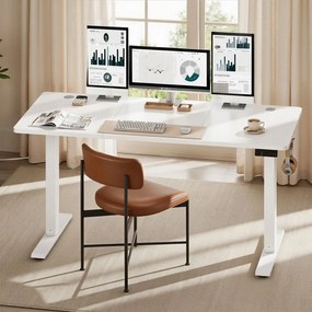 Secretária elétrica, função de memória com 4 alturas 140 x 60 x (72-120) cm Branca