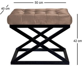 Pouffe Capraz – Preto e Castanho – 50x42x40 cm