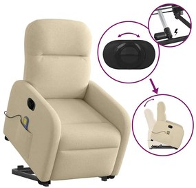 Poltrona elétrica elevatória massagens tecido creme