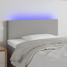 Cabeceira de cama c/luzes LED tecido 100x5x78/88 cm cinza-claro