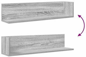 Prateleiras de parede 2pcs derivados de madeira cinzento sonoma