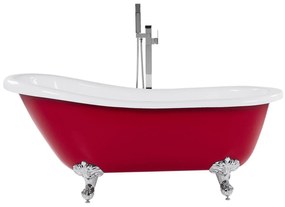 Banheira autónoma em acrílico vermelho 153 x 77 cm CAYMAN Beliani