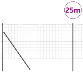 Cerca Euro com 13 postes 1x25 m Aço galvanizado Cinza
