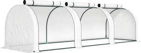 Outsunny Mini Estufa de Jardim Estufa para tomates 3L x 1l x 0,8H m Aço PE Alta densidade 140 g/m² Anti-UV 3 janelas Branco | Aosom Portugal
