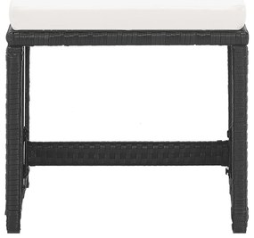 Bancos de jardim 2 pcs com almofadões em vime PE preto
