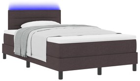 Cama Box com Colchão &amp; LED Castanho Escuro 120x190 cm de Tecido