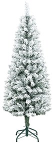 Árvore de Natal Artificial Coberta de Neve 150 cm com 317 Ramos e Suporte de Metal Árvore Natalícia para Sala Interior Verde