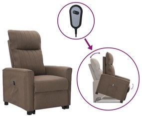 vidaXL Poltrona elevatória tecido cinzento-acastanhado
