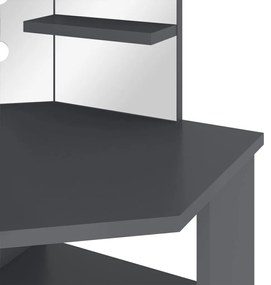 Toucador de canto com LED 111x54x141,5 cm cinzento