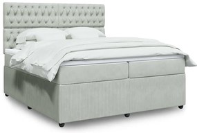 Cama com molas/colchão 200x200 cm veludo cinzento-claro
