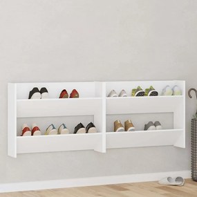 vidaXL Sapateiras de parede 2 pcs 80x18x60 cm contraplacado branco