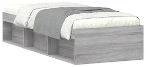 Estrutura de cama solteiro 75x190 cm cinzento sonoma