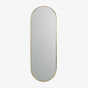 Espelho de Parede Oval de Metal Elsie Gold Amarelho Ouro - Sklum