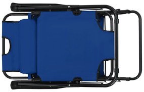 Espreguiçadeiras dobráveis com apoios de pé 2 pcs aço azul