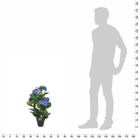Planta hortênsia artificial com vaso 60 cm azul