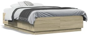 vidaXL Estrutura de cama 120x190 cm derivados madeira carvalho sonoma