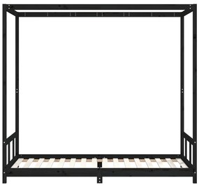 Estrutura de cama infantil 90x200 cm pinho maciço preto