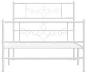 Estrutura de cama com cabeceira e pés 90x190 cm metal branco