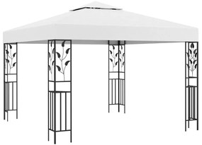 Gazebo com cordões de luzes LED 3x3 m branco