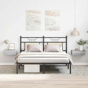 Mesas cabeceira suspensas 40x30x15 cm cor sonoma cinzento