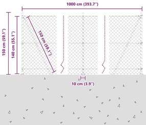 Conjunto de Postes de Cerca Prateado 10 x 1.4 m Aço Galvanizado