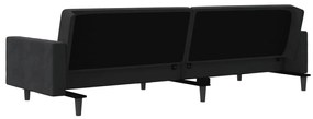 Sofá-cama 2 lugares com duas almofadas veludo preto