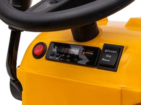 Máquina escavadora para crianças com reboque, bateria 12v, assento de couro Amarelo