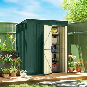 Abrigo de Jardim Exterior 1,37 m² 163x90x179 cm com Porta com Fechadura e Grelhas de Ventilação Verde