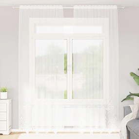 vidaXL Cortina de Renda com cortinas Branco 280 x 150 cm Poliéster