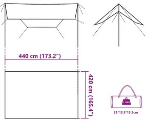 Lona de campismo 420x440 cm impermeável azul
