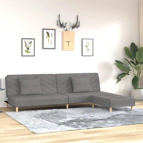 3081807 vidaXL Sofá-cama 2 lug. c/ 2 almofadas e apoio pés tecido cinza-claro