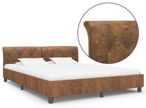 vidaXL Estrutura de cama 160x200 cm camurça artificial castanho