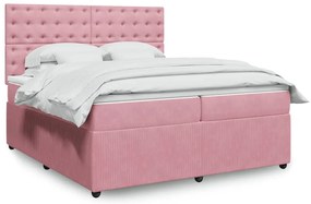 Cama com molas/colchão 200x200 cm veludo rosa