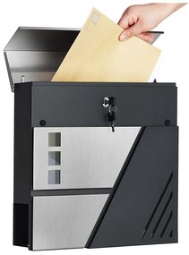 Caixa de correio de parede com janela de visualização 37 x 10,5 x 37 cm Prateado + Antracite