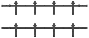Kit de ferragens para porta deslizante 366 cm aço preto