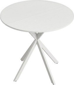 HOMCOM Mesa Redonda de Jantar para 2 Pessoas com Pés Cruzados em Aço, Ø80x75 cm, Branca | Aosom Portugal