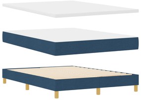 Cama Box Spring com Colchão Azul 140x190 cm Tecido