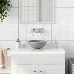 vidaXL Lavatório de casa banho redondo cerâmica cinzento-claro