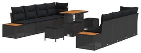vidaXL Conjunto de Sofá de Jardim 11 pcs Preto vime PE