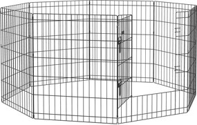 PawHut Parque para Cães 8 Painéis 76x61cm Dobráveis Gaiola Metálica Segura com Porta e Dupla Fechadura Preto | Aosom Portugal
