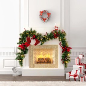 Guirlanda de Natal artificial pré-iluminada com luzes LED e frutas douradas