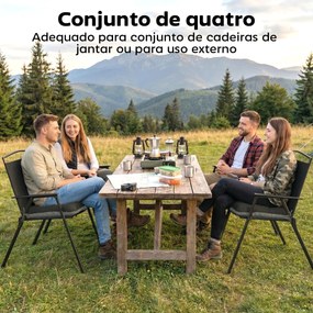 Conjunto de 4 Almofadas para Cadeiras de Jardim (NÃO INCLUIDAS)com Laços e Base Antiderrapante Impermeáveis 39,5x39,5x10 cm Cinza Escuro