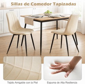 Conjunto de 4 Cadeiras de Sala de Jantar (MESA NÃO INCLUIDA), 54 x 44,5 x 87 cm, Acolchoadas em Veludo, Bege