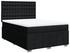 Cama com molas/colchão 140x200 cm tecido preto