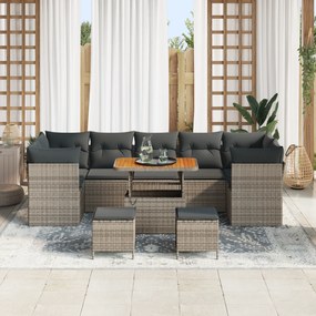 Conjunto de Sofá de Jardim de 10 Peças com Almofadas Cinza em Polyratt