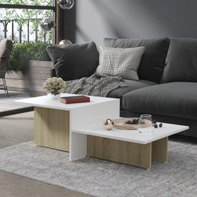 vidaXL Mesa de centro 111,5x50x33cm madeira processada sonoma/branco