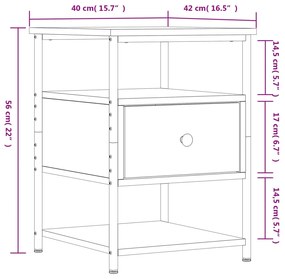 Mesa cabeceira 40x42x56 cm derivados madeira carvalho castanho