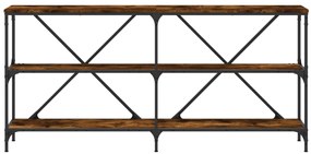 Mesa consola 160x30x75 cm deriv. madeira/ferro carvalho fumado