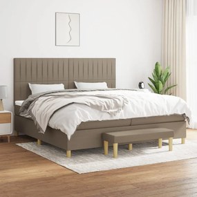 vidaXL Cama com molas/colchão 200x200 cm tecido castanho-acinzentado