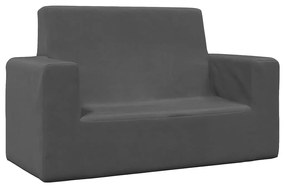 vidaXL Sofá infantil de 2 lugares pelúcia antracite